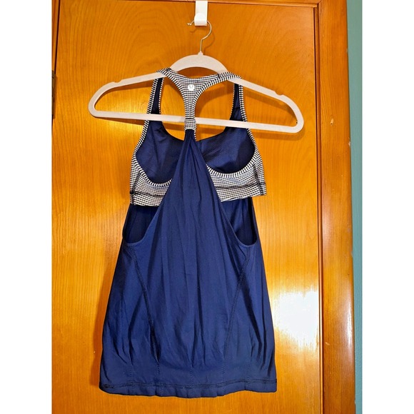 Lululemon Practice Freely Athletic Tank Racerback Bra Inkwell Gingham Size 2 - Picture 2 of 3